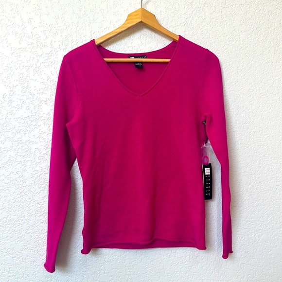 NWT Carol Little Sweater V Neck Merino Wool Pink Size Small - Picture 1 of 11